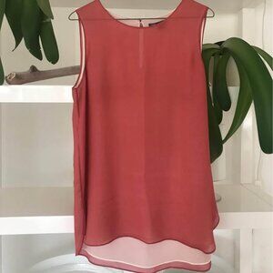 🌸 VINCE 100% Silk Sleeveless Top – Double Layered, Split Hem (Size M) 🌸